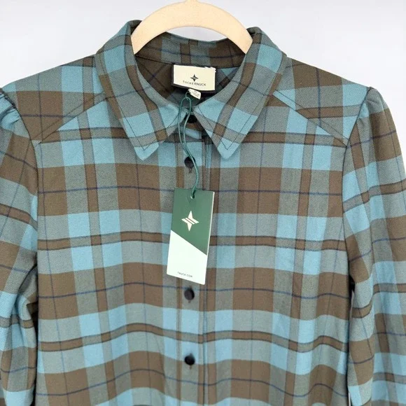 Tuckernuck Isle of Skye Callahan Shirt Dress Size S Plaid Brown Academia NWT - Picture 6 of 13